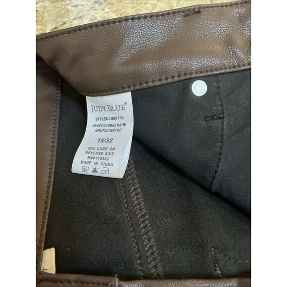 Judy Blue Black Faux Leather Denim Skinny Jeans straight size 15/32 Style JB8875 - Picture 3 of 9
